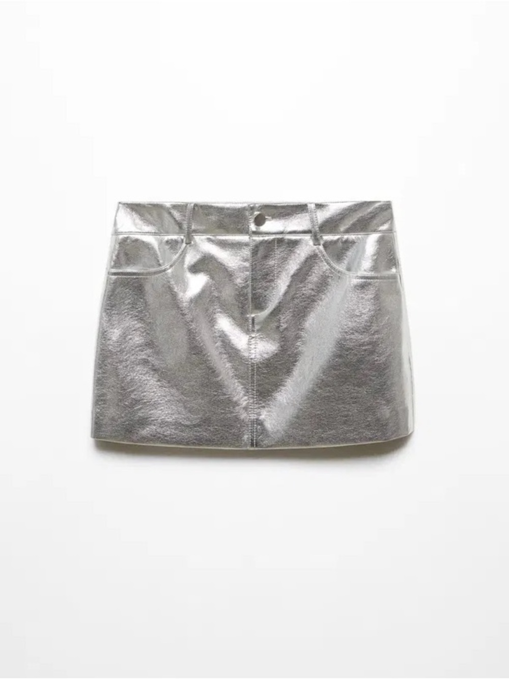 Mango Metallic Silver Mini Skirt